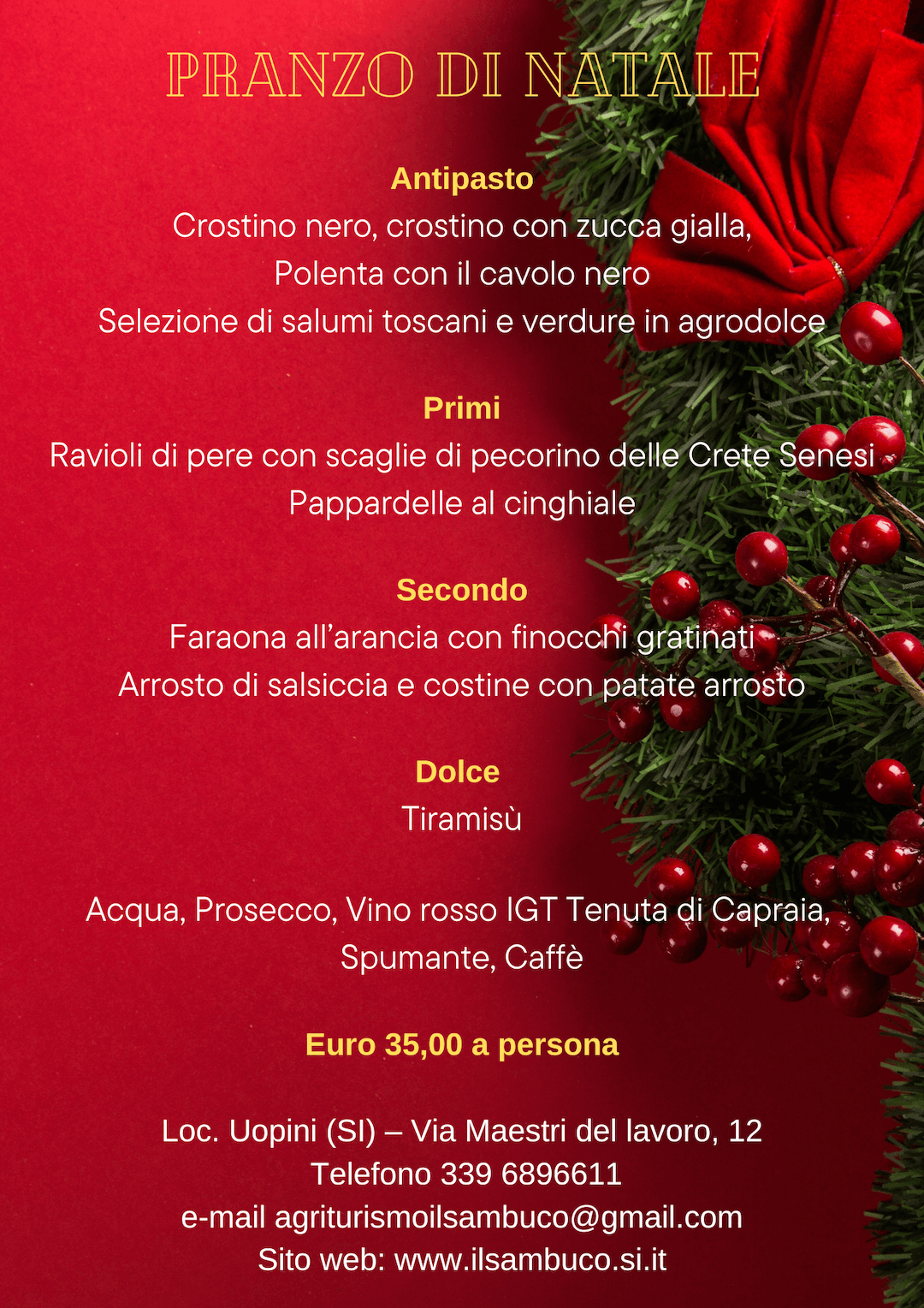 Pranzo - Natale - Agriturismo - il Sambuco - Siena